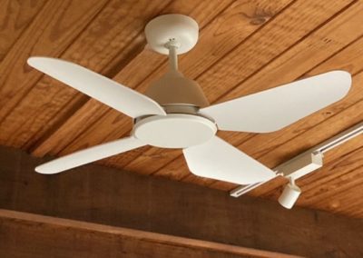 A white ceiling fan installation